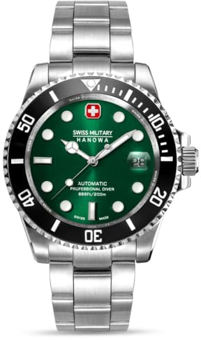 Swiss Military Hanowa Herren Automatikuhr Sealord Professional Diver 41 MM Durchmesser Datum Saphirglas