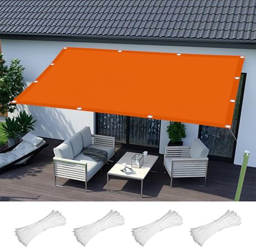 Sonnensegel Segel Baldachin 2.8 x 6.5 m 99% Schattentuch mit Ösen Wasserdicht Wiederverwendbar Sonnennetz mit Ösen Und Befestigungsseile für Garten Balkon, Orange