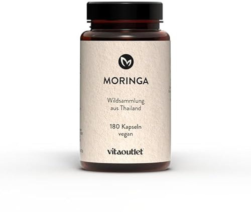 vitaoutlet Moringa Capsules, 180 Capsules, Vegan, Premium Raw Material from India, Moringa Oleifera, from Own Production