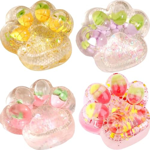 4 Stück Taba Squishy Cat Paw, Katzenpfoten Squishy Pfote Squeeze Spielzeug, Süße Weiche Katzenpfoten Quetschspielzeuge Sensorisches Stress Spielzeug für Kinder Erwachsene