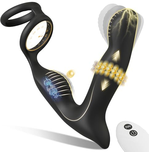 Thrusting Prostate Massager Anal Vibrator Sex Toys for Men, Vibrating Butt Plug Prostate Vibrator with Cock Ring, Remote Control P-spot Anal Plug Anal Dildo Male Sex Toy with 10 Wiggling & Vibrating