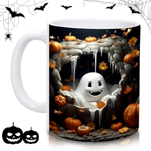 Tasse Halloween, 350ML Mug Halloween, Tasse Ceramique avec Motif Fantôme et Citrouille, Tasse à Café Effrayante, tasse Citrouille Créative Cadeau pour Adultes et Enfants Fêtes Automne halloween