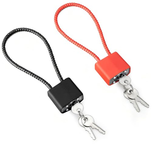 Lucchetto Cavo Acciaio 20cm Doppio (Nero + Rosso) – Antifurto, Impermeabile e Resistente con Chiavi per Lucchetto | Lucchetto per Bici, Valigie, Palestra, Armadietti