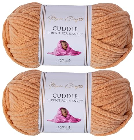 Utopia Crafts Ovillo Lana de Chenilla Gruesa Para Crochet y Tejer a Mano Dark Peach, 100 g/60 m, Esponjosa, Suave, Ideal Principiantes. Lavable a Máquina, Alternativa a Lana Animal, 2 unidades