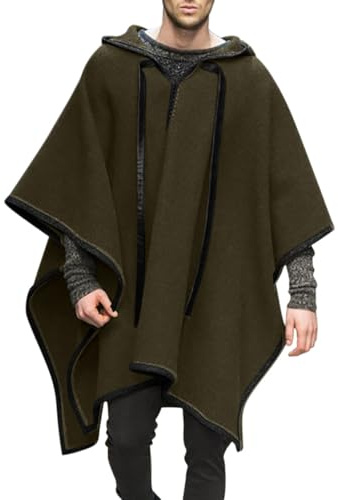 Generisch Herren Pullover Rot Kapuzen Poncho Cape Mantel Mode Mantel Hoodie Pullover Mantel Herren Winter Wasserdicht