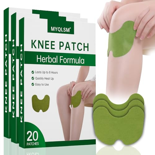 MYQLSM 60Pcs Knee Patches for Pain Relief，Warming Herbal Plaster Pain Patches，8 Hour Long Lasting Relief of Joint Pains，Heat Patches for Knee