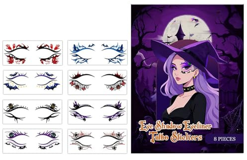 Halloween Augenaufkleber 8 Paar Kürbis Spinnennetz Abziehbilder