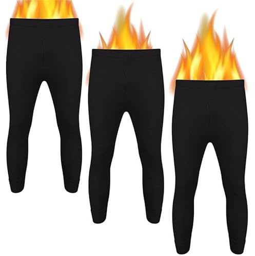 HiFEN Men’s Thermal Long Underwear Bottoms 3-Pack – Warm, Lightweight, Flexible Base Layer Pants Ideal for Winter Wear, Outdoor Activities, and Daily Comfort