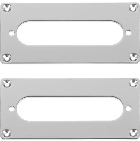 HAMPPLIES Marcos de Pastillas de Guitarra Eléctrica Metálicos Plateados 92x46 Mm, Marco Protector para Pastillas de Doble Bobina a Simple Bobina, 2 Piezas Tornillos, Accesorios para