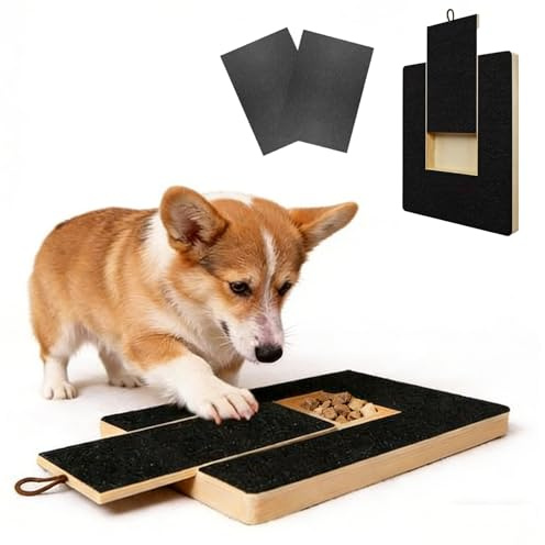 Hunde Kratzbrett Feile, Holz Kratzbrett Für Hundekrallen, Verstellbares Kratzbretts Hundekrallen Mit Leckerli Box & 2 Schleifpapieren, Welpenkrallen Kratzbretts Feile Schleifpad Krallenschleifer