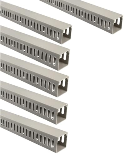 Jandei - Lot de 6 gouttières fendues pour câbles, organisateur de bureau, revêtement en PVC, couleur grise, longueur 40 cm (40 x 40 mm)