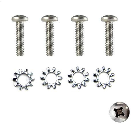 Phillips AR Grip Screw Replacements with Exterior Lock Washers - Set of 4 - Zinc Plated Steel