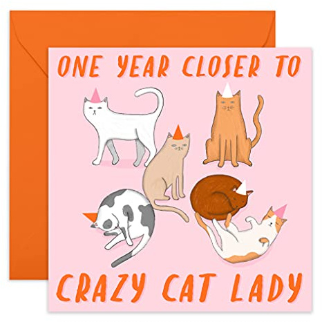 Central 23 - Lustige Geburtstagskarte – 'Cat Lady' Witz Design – für Frauen, Frau, Mutter, Schwester – kommt mit lustigen Aufklebern.