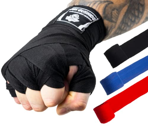 DBX BUSHIDO SPORT Bandagen Boxen 4m oder 2m - Baumwolle Boxbandagen Herren - Flexibel Box Bandagen Männer mit Starkem Klettverschluss - Boxing Bandage für den Kampfsport