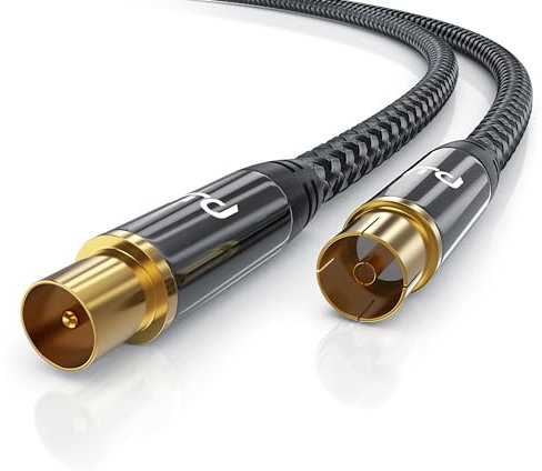 CSL - 0,5m HDTV Antennenkabel mit Braiding 8k 4k HDTV - Antennenstecker zu Antennenkupplung - 135Db 75 Ohm – DVB-T und DVB-T2 DVB-C DVB-S DVB-S2 Radio UKW DAB