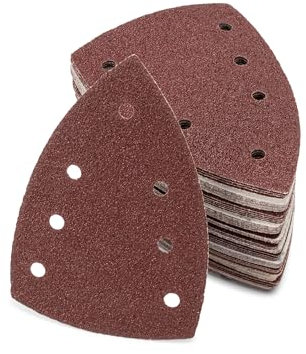 Schleifpapier | 60 Blatt | 100 x 150 mm | 7 Loch | Mixpack | je 10x Korn 40/60/80/120/180/240 | Delta Schleifdreiecke | Schleifblätter für Multischleifer