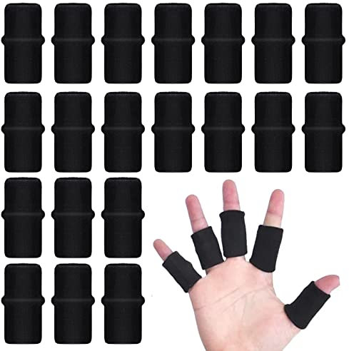AYNKH 20PCS Finger Sleeves, Elastic Thumb Splint Breathable Finger Straighteners Support Brace Tape for Pain Relief Sport Arthritis Compression Protector Basketball Baseball