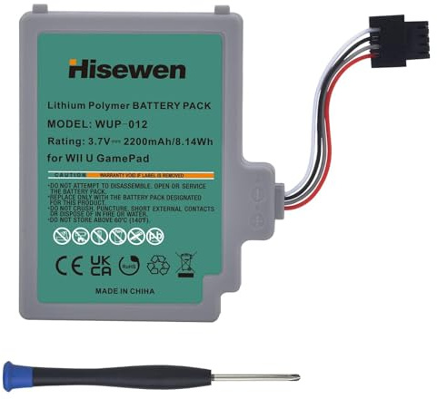 Hisewen Wii U Gamepad Batería, 2200mAh Batería Recargable de Repuesto para Nintendo Wii U Gamepad WUP-012, WUP-010