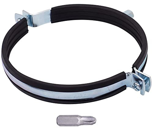 SKIR'CO (1 pièce) Support de tuyau avec revêtement en caoutchouc pour tuyaux de 150 mm, collier de serrage, support de tuyau pour montage mural et plafond