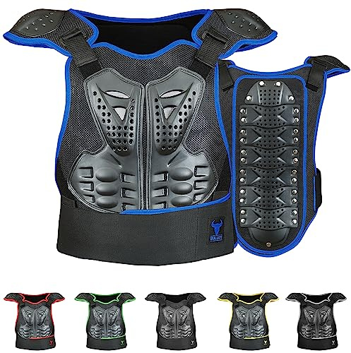 BULLDT Protektorenweste Damen & Herren für Motorrad Motocross ATV Skatebording Quad Scooter MTB Enduro Reiten Protektoren - Atmungaktiv Weste Verstellbar - Blau - 50