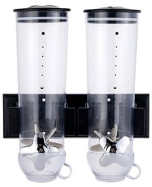 Wall Mount Dry Food Dispenser with Cups Kitchen Cereal Dispenser Small Airtight Grain Dispenser for Candy Nut Grain Rice Snack Dispensing 1 Ounce per Twist (Color : Black, Size : 3.6L)