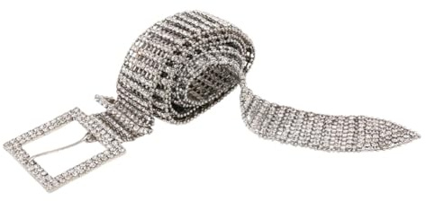 SHERCHPRY 1 st strassbälte dambälte för damer para mujeres lysande midjeband klänning bälte midjebälte för klänningar metall midjekedja delikat midjekedja mode byxor kedja Miss glasborr, SILVER, 100