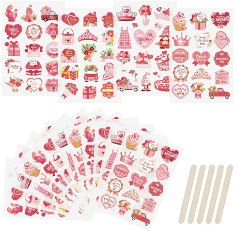 WANDIC Rub On Transfer Sticker, 16 Sheets Mother's Day Transfer Decals Mothers Day Labels Waterproof Scrapbook Stickers for Mother's Day Gift Decor
