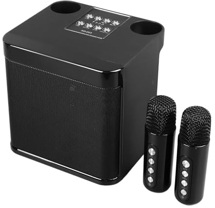 Tragbare Karaoke-Maschine, Bluetooth-Karaoke-Lautsprecher mit 2 Kabellosen Mikrofonen für Zuhause, Party, Camping, Leistungsstarker Subwoofer, Geburtstagsgeschenke