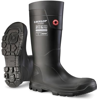 DUNLOP Purofort TerraPRO - Unisex Full Safety Sneaker Fit Waterproof Work Boots, Black, Thermal Insulated and Slip-Resistant Wellies with Steel Toecap for Outdoor and Industrial Use - EU41, UK7