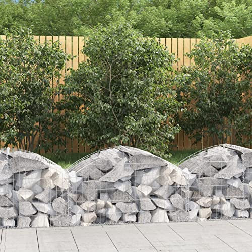 Rantry Arched Gabion Basket 100x50x40/60 cm Galvanised Iron, Gabion Basket Cage, Mesh Wire Stone Basket, Outdoor Spiral Retaining Wall, Garden Planter