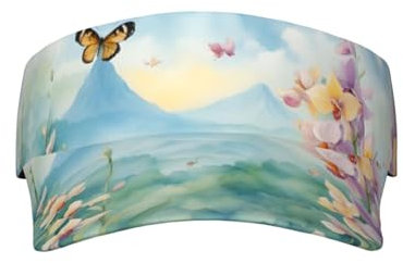 Lila Schmetterling Stilvoller Sommerhut - Leichter Sonnenhut für Outdoor-Aktivitäten, modischer Sonnenhut für Damen, Orchidee, Blume, Schmetterling, weich, frisch, Einheitsgröße