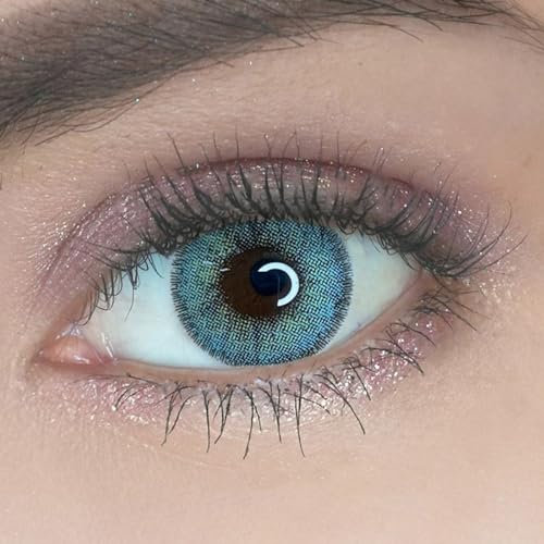 Kontaktlinsen farbig ohne Stärke | farbige 1-Monatslinsen | weiche Linsen | 2 Stück Farblinsen + Linsenbehälter | 0.0 Dioptrien | natürliche Farben | Juice Brown (Exotisches Blau)
