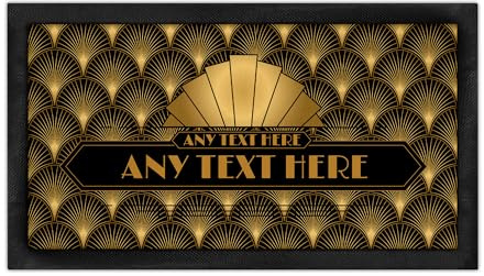 Shopagift Personalised Art Deco Gold Cocktail Bar Bar Runner Mat Gift Any Text Any Message for Garden Home Man Cave Pub Tiki Beer Bar