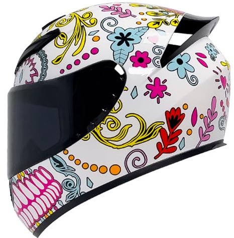 RUYICZB Motorcycle Helmet DOT/ECE Approved Full Face Motorcycle Helmet with Tinted Visors Scooter Locomotive Street Bike Racing Helmet for Men And Women,White Pink,3XL