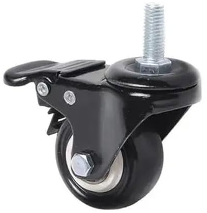 2 Zoll Gold Diamond Universalrad/Größe M8/M10/M12 mit Bremse mit doppelter Lagerhülse, schwarze Möbelrolle, 4 Stück(Color:10x25mm- Brakes)