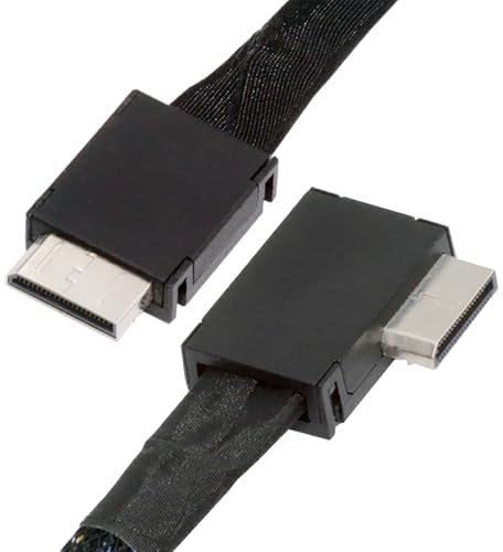 NFHK OcuLink PCIe 4.0 PCI-Express SFF-8611 4i auf SFF-8611 Datenkabel für eGPU SSD, links gewinkelt, 90 Grad, 50 cm