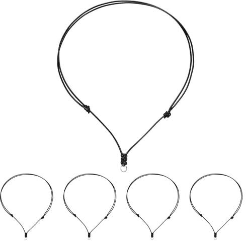 QUARKZMAN Regolabile Collana Cordini 1,5mm Spessore 18-30 Nero 5Pz | Artigianale Artigianato Corde, con Metallo Anello, per Appendere Ciondoli Fai Da Te