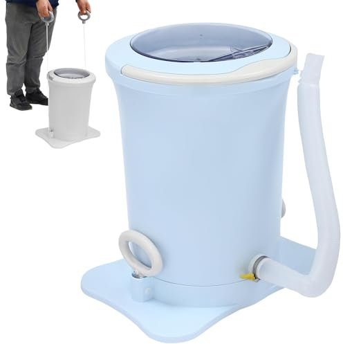 Sèche-Linge Manuel, déshydrateur de vêtements, Machine à sécher Manuelle Portable avec Tuyau de vidange, essoreuse compacte Non électrique, Tambour pivotant à Cordon de Traction, sèche-Linge(Blue)