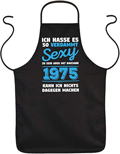 Schürze 50.Geburtstag, 50 Jahre Kochschürze, Jahrgang 1975 : Ich hasse es so - Baujahr 1975 kann ich nichts dagegen machen - Sprüche Grillschürze 50.Geburtstag