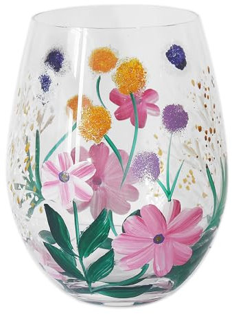 Lesser & Pavey Lynsey Johnstone Gypsophila Stemless Glass | Glassware for Home and Parties | Elegant Gift for Weddings and Christmas | Stylish Drinkware