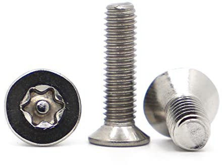 RKODRSMG 10/20/50 Stück M2 M2.5 M3 M4 M5 M6 304 Edelstahl Sechslappen Torx Senkkopf Flachkopf mit Stift Manipulationssicher Anti-Diebstahl-Sicherheitsschraube Bolzen(30mm,M4 20pcs)