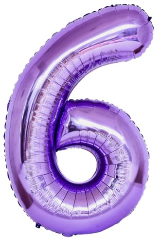 EWODEIEW Zahlen Luftballon 6 Lila,40 Zoll Luftballon Zahlen 6 Folien Ballon,Luftballon 6. Geburtstagsdeko Mädchen Riesen Folienballon 6. for Mädchen Jungen Birthday Party Geburtstag Dekor