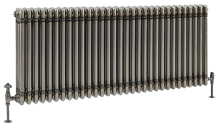 Hudson Reed Regent - Radiador en Estilo Hierro Fundido 600mm x 1415mm en Blanco y Latón Cepillado Oscuro