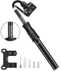 Mini Bike Pump with Pressure Gauge, [80-100 PSI] Diyife Aluminium Alloy Portable Bicycle Fast Tyre Inflation Pump Fits Presta & Schrader Valve, Cycle Pump for Road Mountain Bike Ball & Swimming Ring