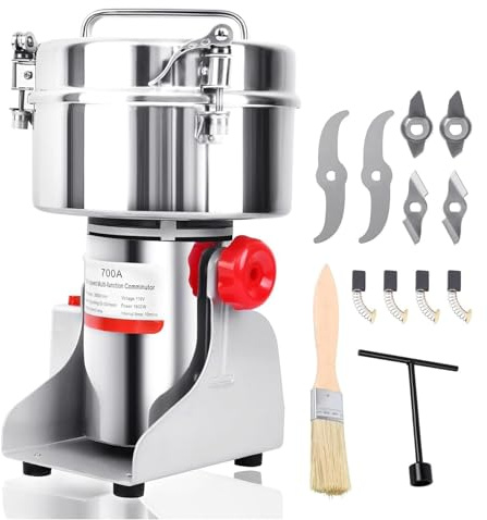 OZBME Mulino Elettrico per Cereali da 700 g, 1800 W, ad Alta velocità, Tipo oscillante, in Acciaio Inox, per Cucina, Cereali secchi, caffè e Riso