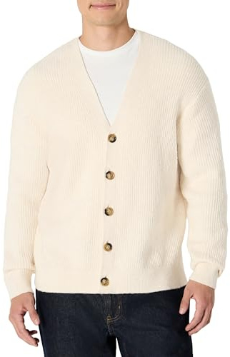 Amazon Essentials Cardigan en Coton Mélangé, Coupe Décontractée Homme, Avoine Chiné, L