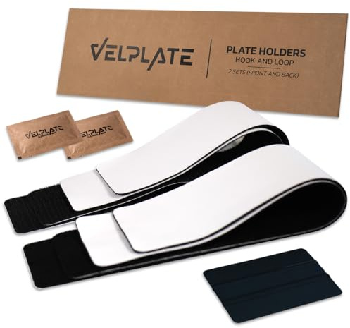 VELPLATE Kennzeichenhalter Klett Premium Qualität | Rahmenlos, Wetterfeste, Extra-Stark & Legal | Für alle Nummernschilder in der EU | Einfache Montage