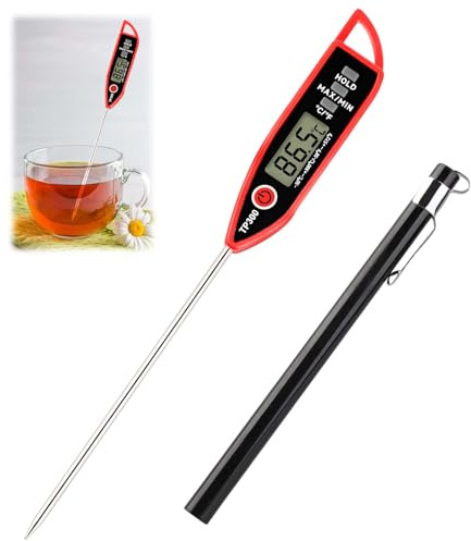 Food Thermometer Long Probe Instant Read Digital Thermometer Waterproof IPX7 Kitchen Cooking Temperature Measurement for Making Candle, Wax, Tea, Sugar, Jam, Meat, Hot Drink, Water Measure