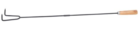 GRIRIW Attizzatoio per Stufa con Doppia Forcella in Metallo e Manico in Legno Bastone Poker per Stufa a Legna da Interno ed Esterno Accessorio Portatile per Braciere da Campeggio e