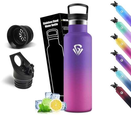 Mulbijeo Gourde Isotherme 500 ML, Gourde INOX avec Paille, Réutilisable, Bouteille d'eau sans BPA, Anti-Fuite, Isolation sous Vide en Acier Inoxydable à Double Paroi, pour Enfants, Adultes, Sport
